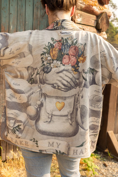 TAKE MY HAND FLEECE COTTAGE KIMONO