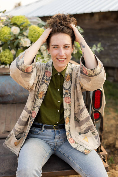 TAKE MY HAND FLEECE COTTAGE KIMONO