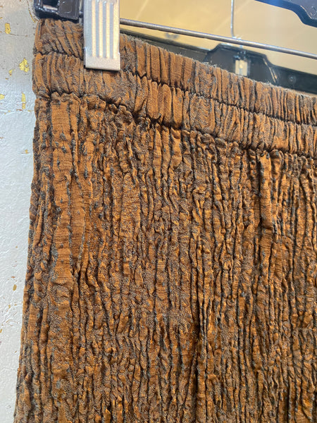 COPPER MELANGE SILK LINEN TEXTURED SKIRT