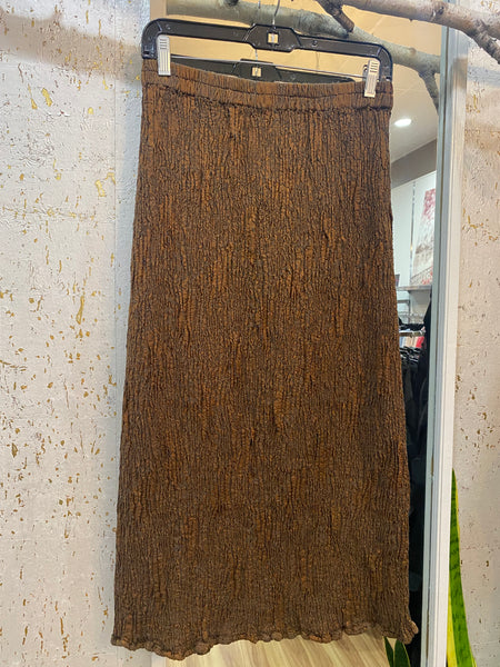 COPPER MELANGE SILK LINEN TEXTURED SKIRT