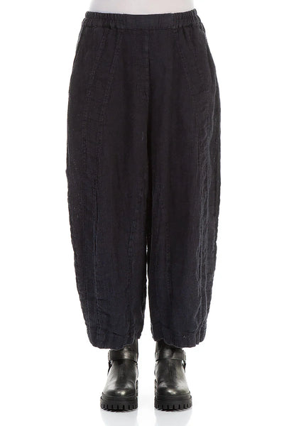 BLACK MELANGE FALL LINEN PANTS