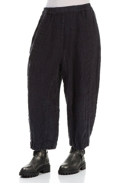 BLACK MELANGE FALL LINEN PANTS