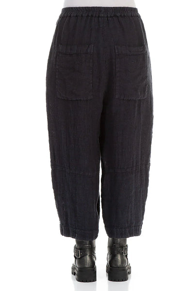BLACK MELANGE FALL LINEN PANTS