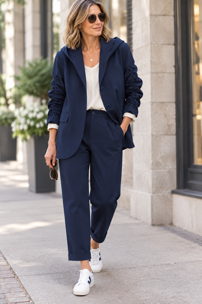 ABISSO CUFFED PANTS - NAVY