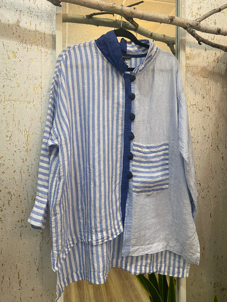 STRIPE LINEN BLOUSE - ONE LEFT, fits size 12-14