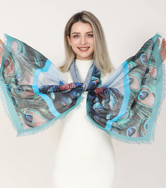 PEACOCK SILK SCARF