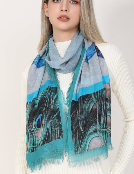 PEACOCK SILK SCARF