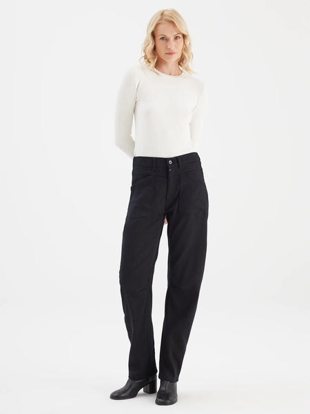 SELENA ARC LEG JEANS - PINSTRIPE