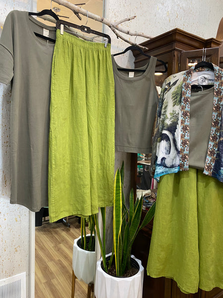 COASTAL LINEN PANT - LIME
