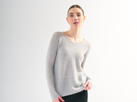 GREY EASY FIT CASHMERE SWEATER