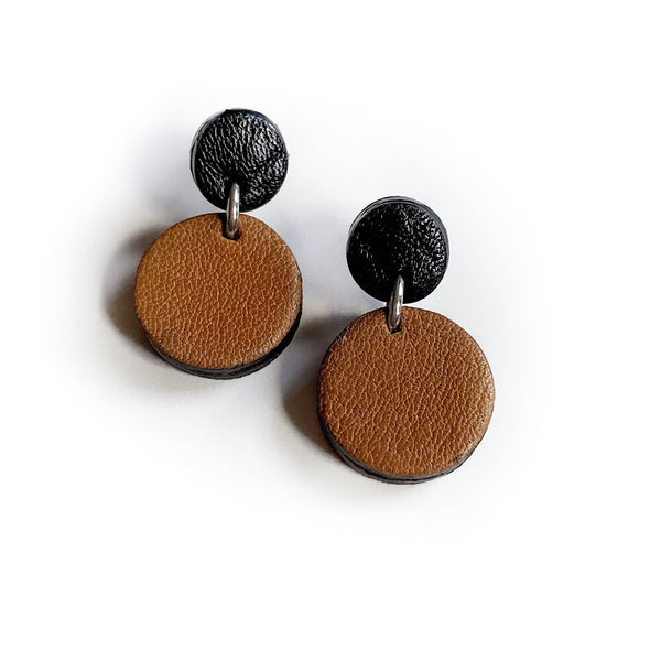 Leather Earrings: Black/White