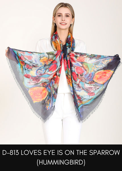 HUMMINGBIRDS SILK SCARF