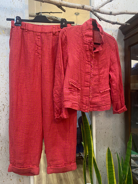FUCHSIA ORANGE LINEN PANTS