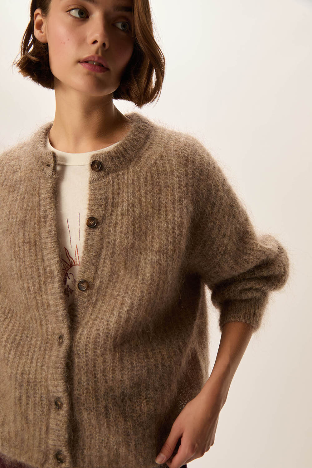 ALMA MOHAIR/MERINO CARDIGAN