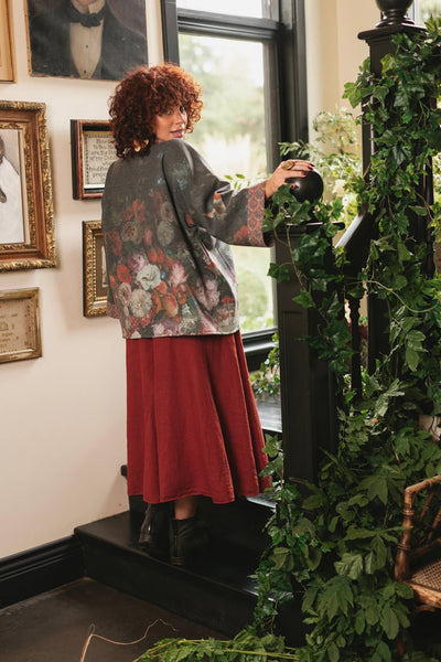 FLIGHT OF FANCY FLEECE COTTAGE KIMONO