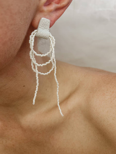 BLISS BEADED DANGLE EARRINGS - IVORY