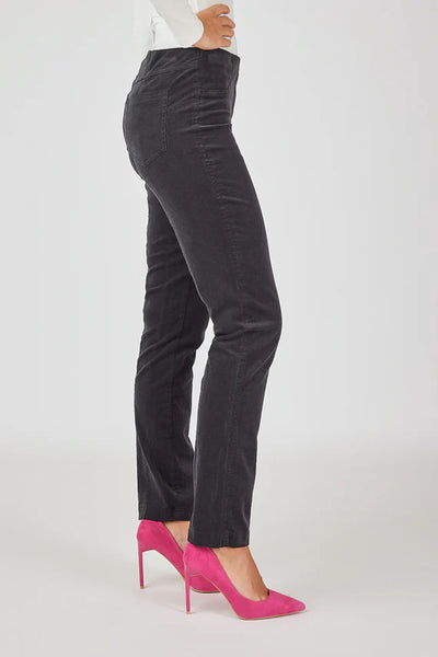 ROBELL CORD PULL-ON PANT - CHARCOAL