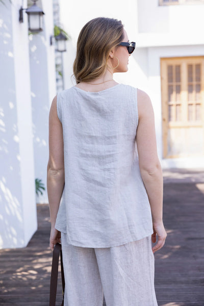 LADDER LINEN TOP - MINT