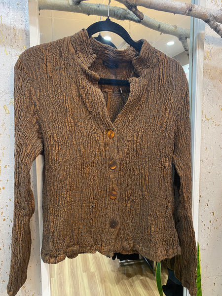 COPPER MELANGE SILK LINEN TEXTURED JACKET