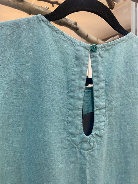 MINT PINTUCK LINEN DRESS