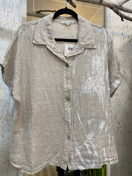 LINEN SHIRT - FLORAL BEIGE