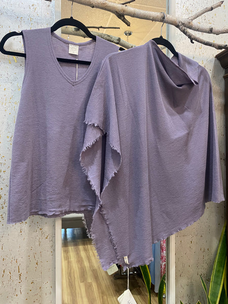 MERINO WOOL PONCHO 1001 - LAVENDER - ONE LEFT!