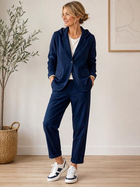 ABISSO CUFFED PANTS - NAVY