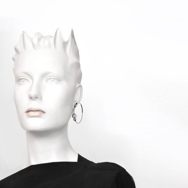 ECLIPSE HOOP EARRINGS - GREY/AMBER