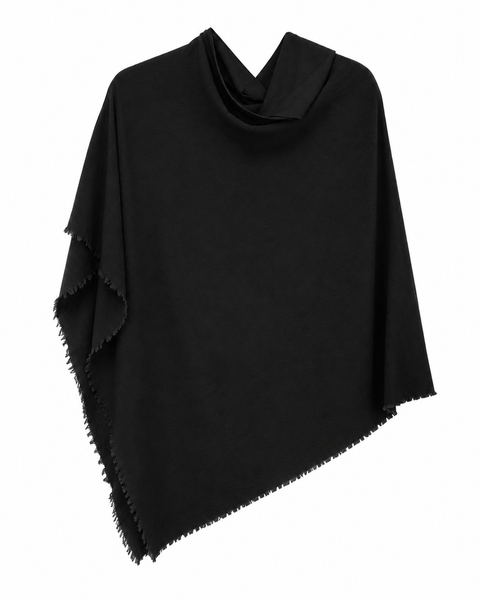 MERINO WOOL PONCHO 1001 - BLACK
