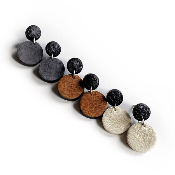 Leather Earrings: Black/White