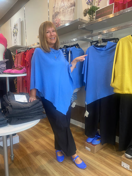MERINO WOOL PONCHO 1001 - SKY BLUE
