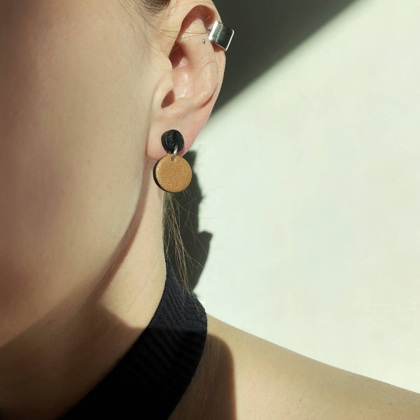 Leather Earrings: Black/White