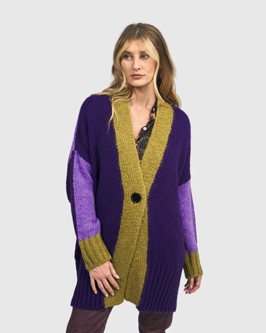 VIOLET CARDIGAN - ONE LEFT in size L (fits 14/16)