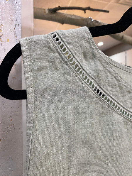 LADDER LINEN TOP - MINT