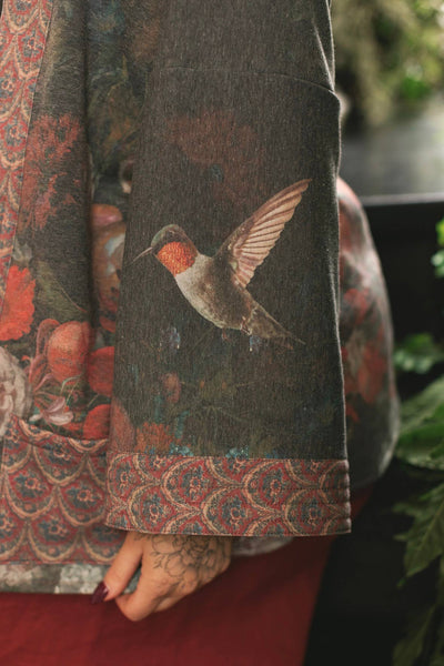 FLIGHT OF FANCY FLEECE COTTAGE KIMONO