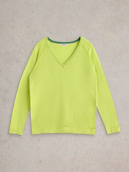 NARIA COTTON/LINEN V-NECK TOP-LAST ONE, size M