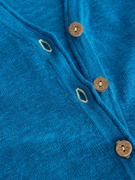 NARIA COTTON/LINEN CARDI - BLUE