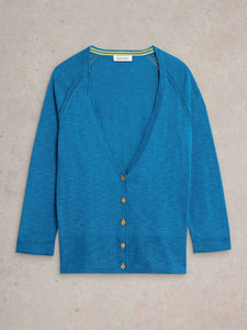NARIA COTTON/LINEN CARDI - BLUE