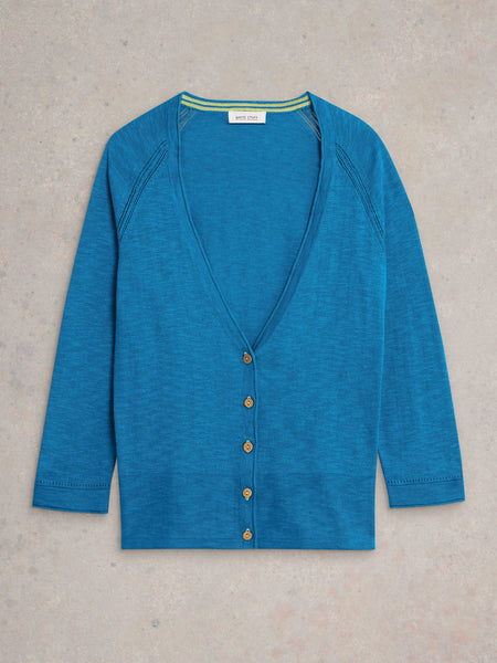 NARIA COTTON/LINEN CARDI - BLUE
