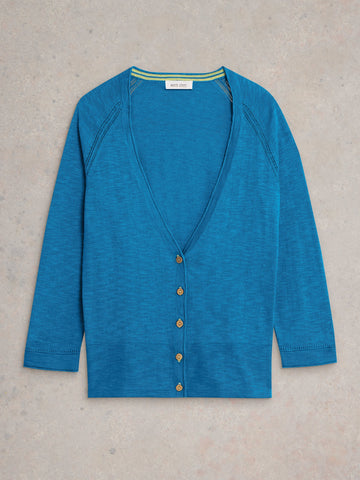 NARIA COTTON/LINEN CARDI - BLUE