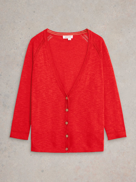 NARIA COTTON/LINEN CARDI - RED