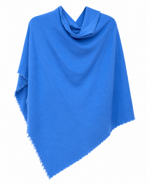 MERINO WOOL PONCHO 1001 - SKY BLUE
