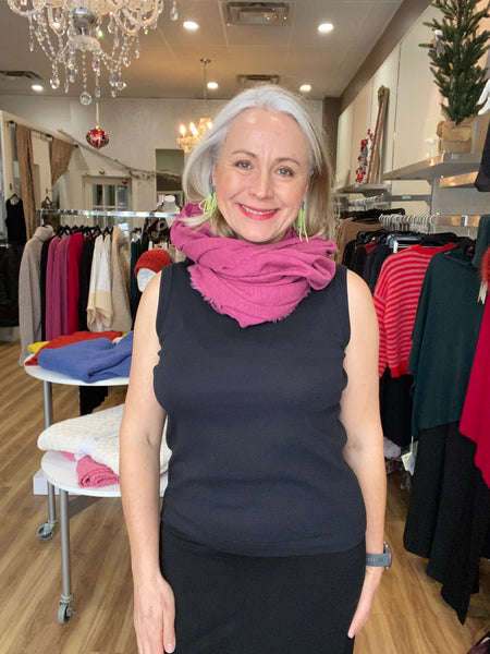 MERINO WOOL PONCHO 1001 - PINK MELANGE