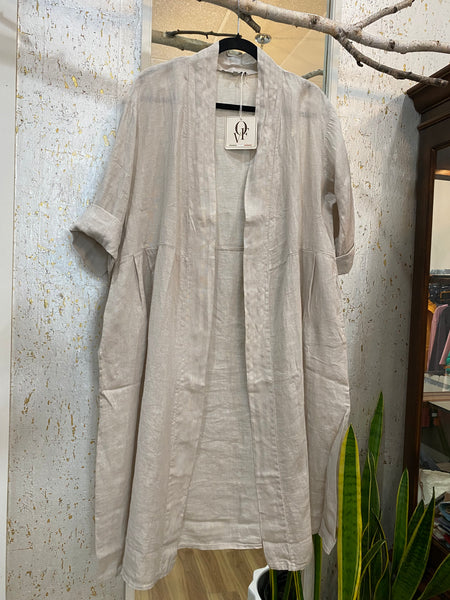 TESSA LINEN DUSTER COAT - BEIGE