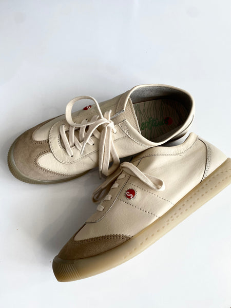 CREAM/BEIGE LEATHER SNEAKERS