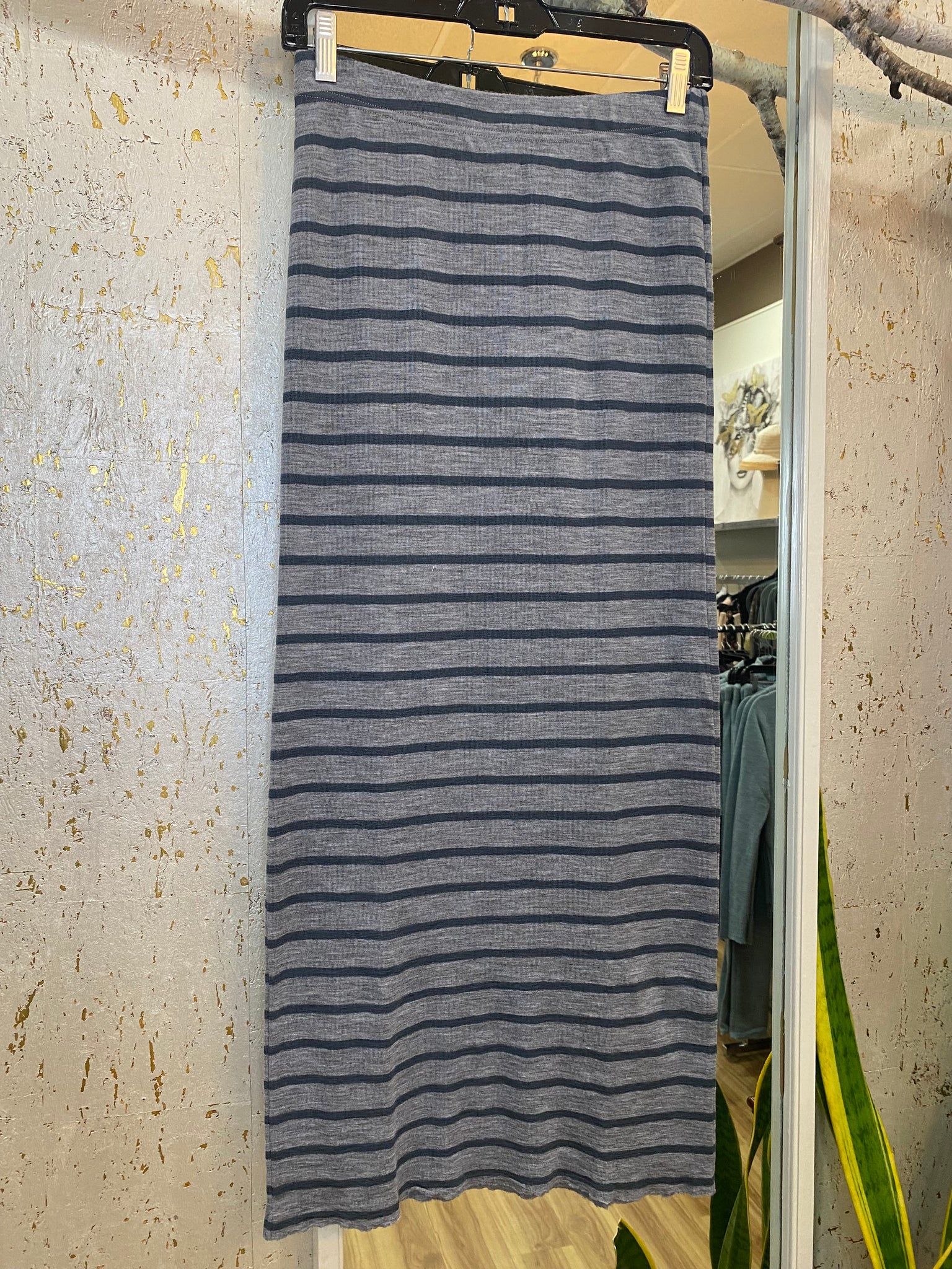 MERINO WOOL SKIRT 5005 - GREY STRIPE
