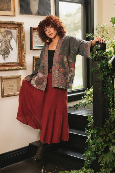 FLIGHT OF FANCY FLEECE COTTAGE KIMONO