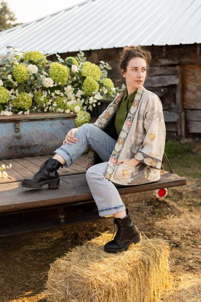 TAKE MY HAND FLEECE COTTAGE KIMONO