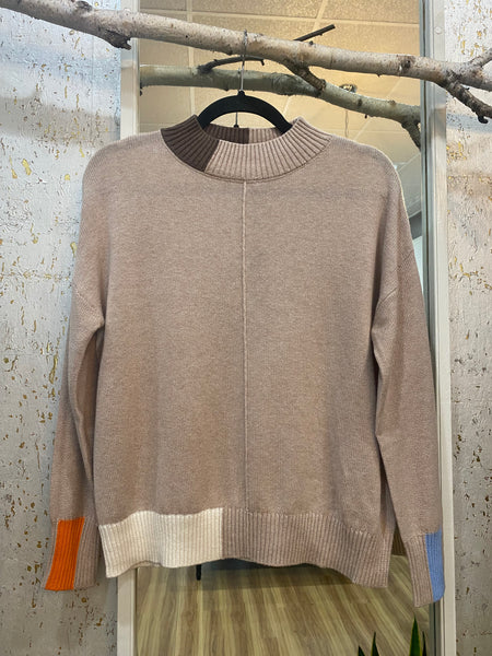 COLOUR BLOCK TRIM SWEATER