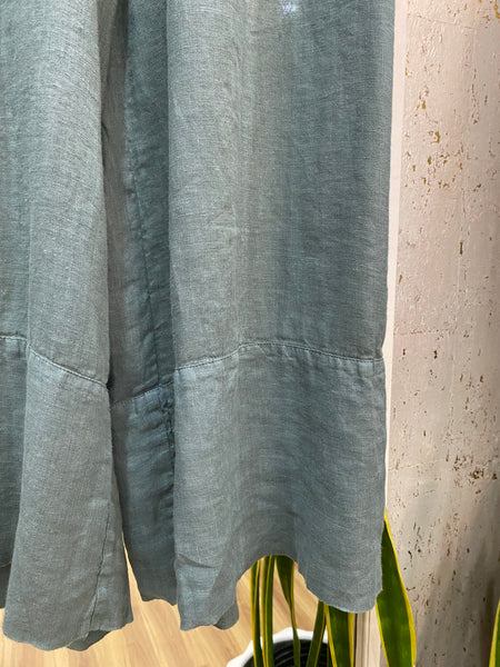 WIDE LINEN PANTS - SAGE GREEN